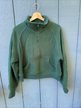 Women’s Forest Green Half-Zip Fleece Pullover Hoodie